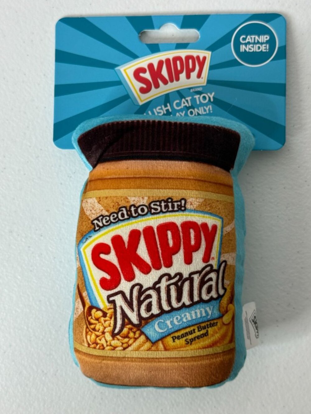 Skippy Natural Peanut Butter Plush Cat Toy Catnip Foodie Novelty New